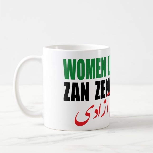 Woman Life Freedom Iran Zan Zendegi Azadi Persian Coffee Mug (Left)