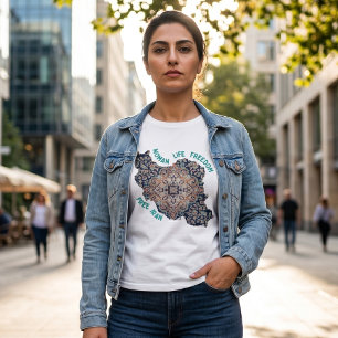 Woman Life Freedom Persian Rug Green T-Shirt