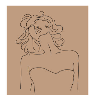 WOMAN LINE ART BLACK AND BEIGE HOME DECOR PRINT
