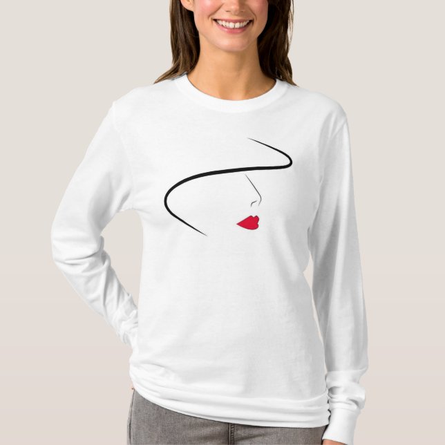 Woman Line Face with Hat Tee Shirt (Front)