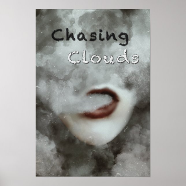 Woman Lips Clouds Vape Premium Poster Print (Front)
