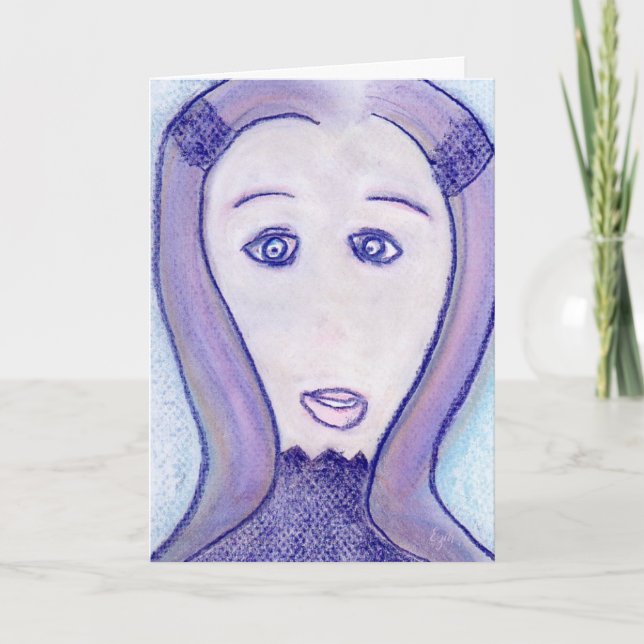 Woman Long Hair Portrait Drawing Spiritual Art Card (Front)