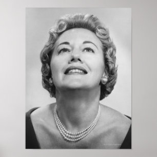 Woman Looking Up Poster