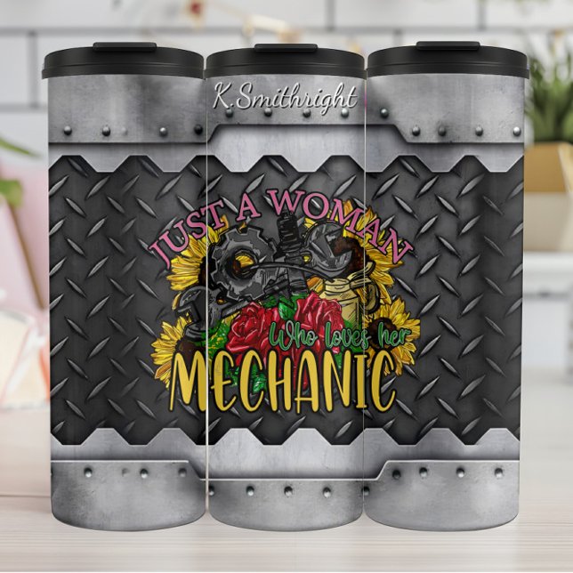 Woman Loves Her Mechanic Floral Thermal Tumbler (Creator Uploaded)