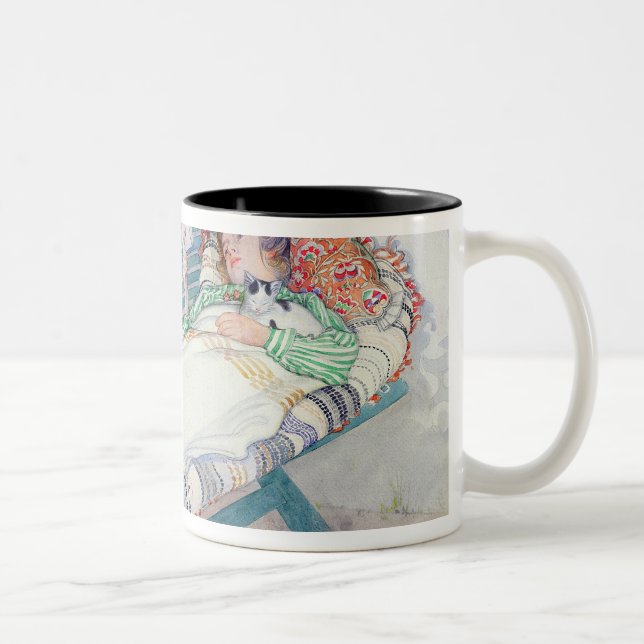 Woman Lying on a Bench, 1913 Two-Tone Coffee Mug (Right)