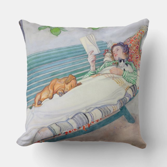 Woman Lying on a Bench, 1913 (w/c on paper) Cushion (Front)