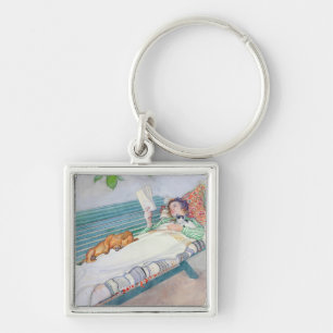 Woman Lying on a Bench, 1913 (w/c on paper) Key Ring