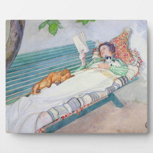 Woman Lying on a Bench, 1913 (w/c on paper) Plaque