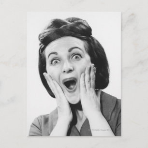 Woman Making Face Postcard