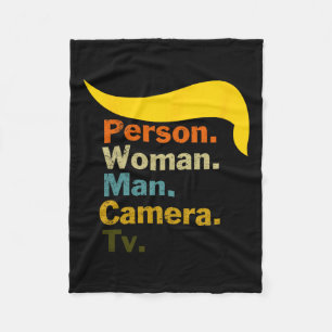 Woman Man Camera Tv Cognitive Test Shirt Trump Wor Fleece Blanket