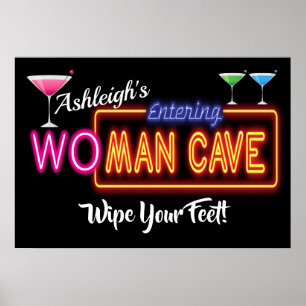 Woman Man Cave Sign Poster