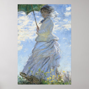 Woman Meadow Parasol Portrait Poster