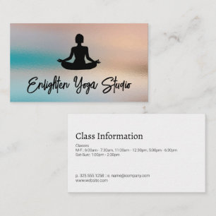 Woman Meditating Abstract Shimmer Background Business Card