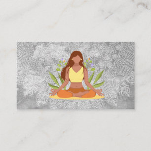Woman Meditating   Tribal Pattern Business Card