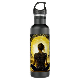 Woman Meditating under the Full Moon 710 Ml Water Bottle