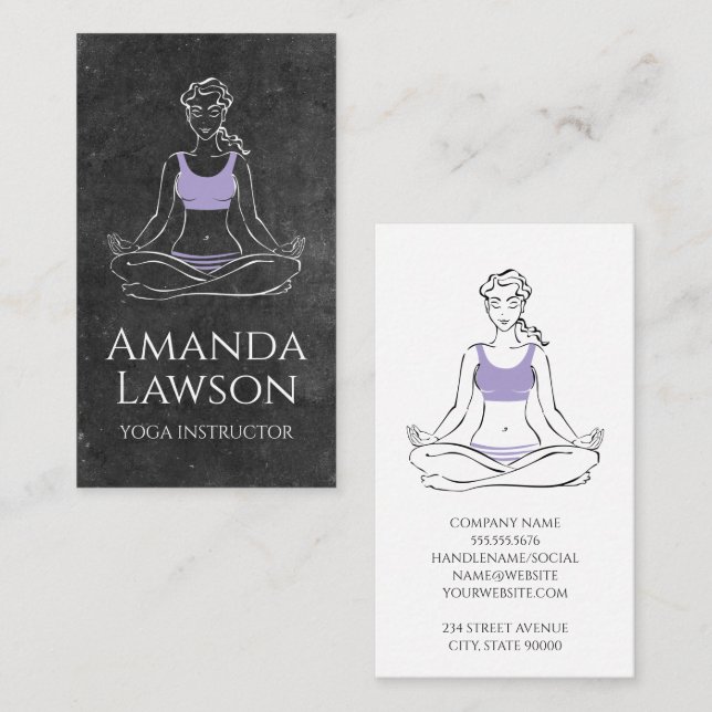 Woman Meditation Yoga | Slate Business Card (Front/Back)