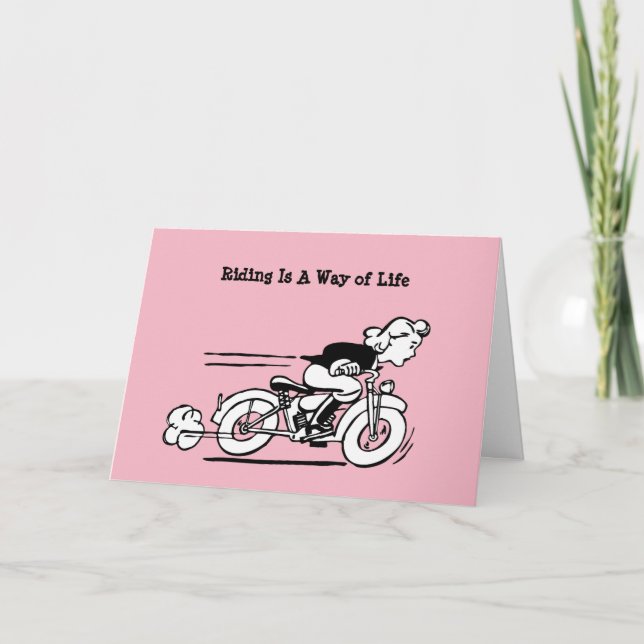 Woman Motorcycle Rider Way of Life Birthday Card (Front)