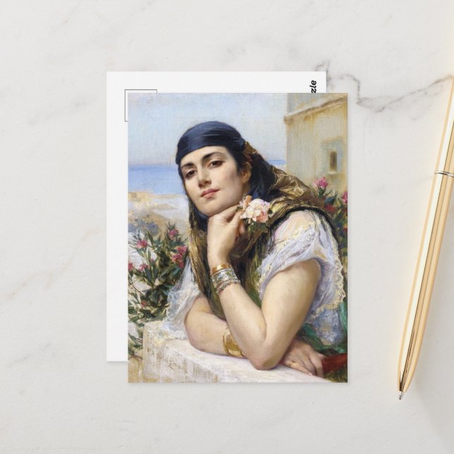 Woman of Algiers, Arthur Bridgman  Postcard (Front/Back In Situ)