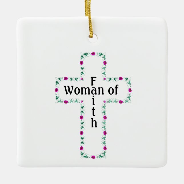 Woman of faith ceramic ornament (Front)
