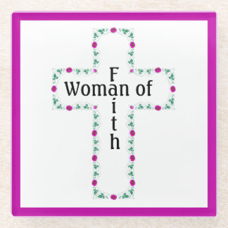 Woman of faith glass coaster