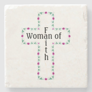 Woman of faith stone coaster