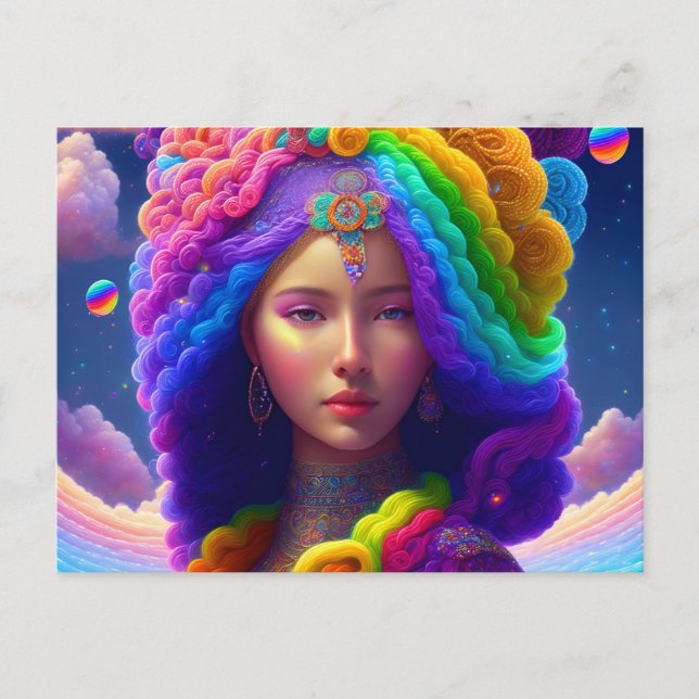 Woman of Many Colours Fantasy AI Generated Art Postcard (Front)