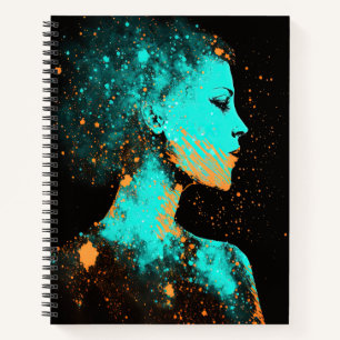 Woman of the Stars Gold & Teal Large Softcover Notebook