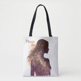 Woman of the Stars Purple & Brown Tote Bag