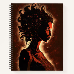 Woman of the Stars Red & Brown Large Softcover Notebook