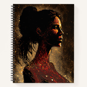 Woman of the Stars Red & Brown Large Softcover Notebook