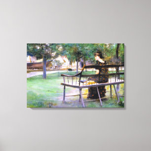 Woman on a Bench (by Edwin Austin Abbey) Canvas Print