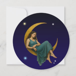 Woman On A Crescent Moon Holiday Card
