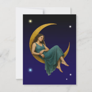 Woman On A Crescent Moon Postcard