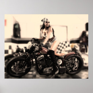 Woman On A Motorcycle Poster