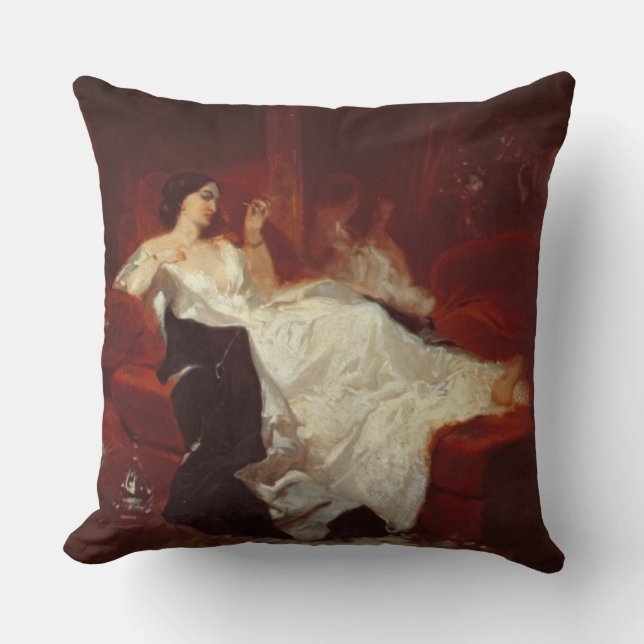Woman on a red sofa cushion (Front)