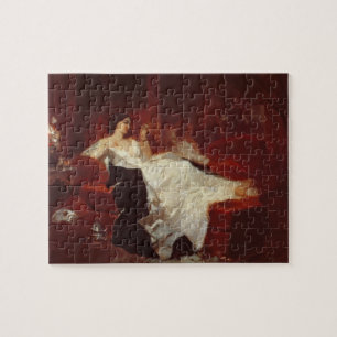 Woman on a red sofa jigsaw puzzle