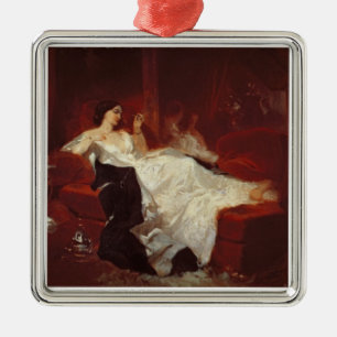 Woman on a red sofa metal tree decoration