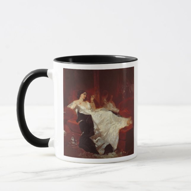 Woman on a red sofa mug (Left)