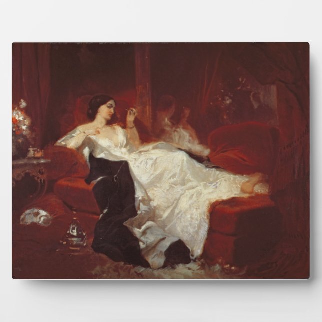 Woman on a red sofa plaque (Front)