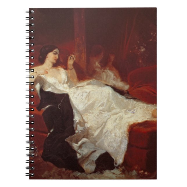 Woman on a red sofa spiral notebook (Front)