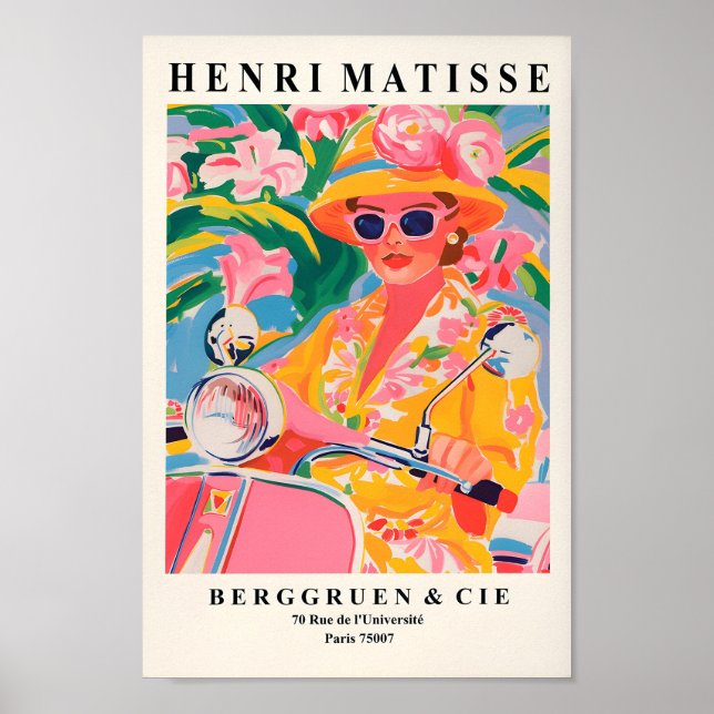Woman On A Vespa, Maximalist Decor, Matisse Print, Poster (Front)