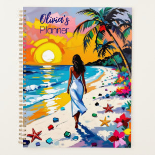 Woman on Beach Tropical Scene Personalised Planner