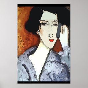 Woman on Cell Phone Abstract 4 Poster