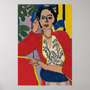 Woman on Cell Phone Abstract, Matisse Style Poster