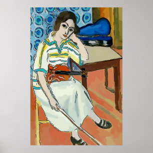 Woman on Cell Phone Abstract, Matisse Style Poster