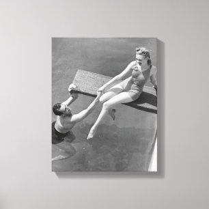 Woman on Diving Board Canvas Print