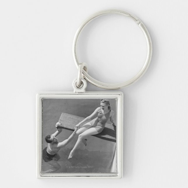 Woman on Diving Board Key Ring (Front)