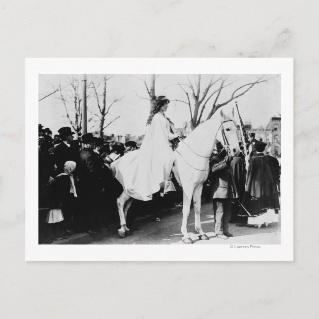 Woman on Horse Woman's Suffrage Parade Photograp Postcard (Front)