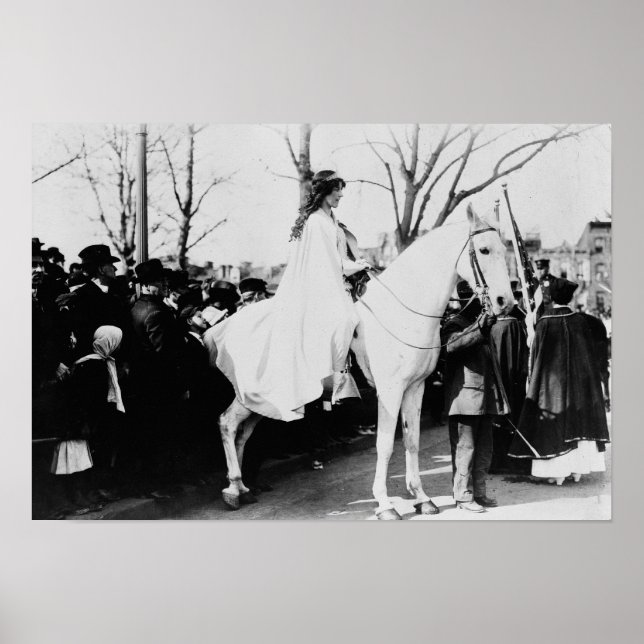 Woman on Horse Woman's Suffrage Parade Photograp Poster (Front)