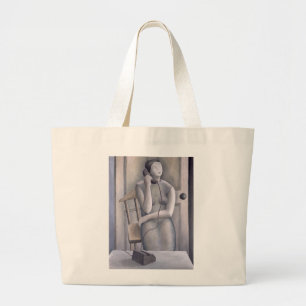 Woman on Phone 1995 Large Tote Bag